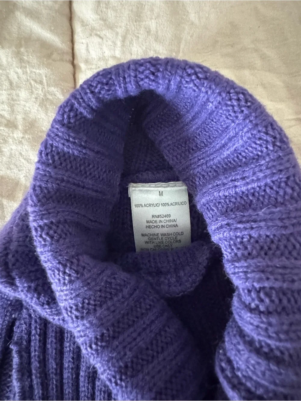 Cable-Knit Purple Wool Blend Dog Jacket